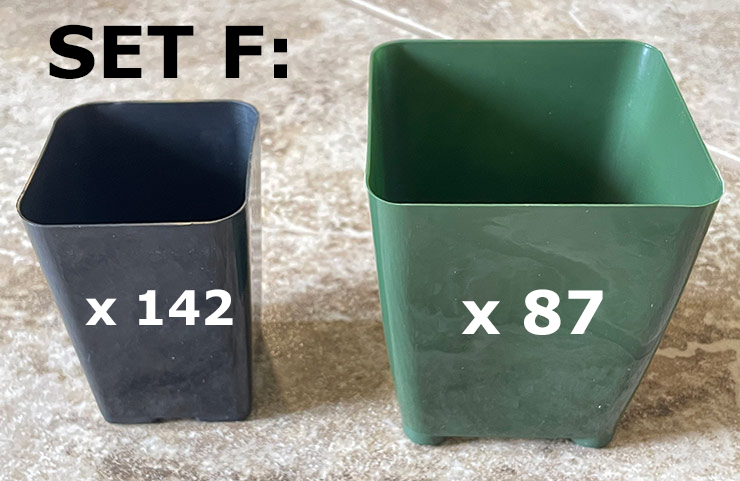 SET F: Square Pots (Large x 87, Small x 142)